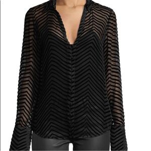 Paige Toscani Sheer Velvet Striped Women's Blouse - Size Large